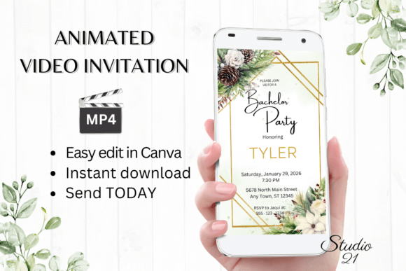 Christmas Bachelor Party Invite W5174: A Festive Digital Template