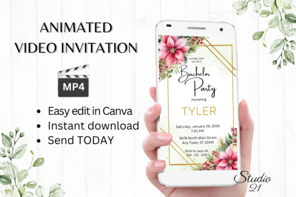 Christmas Bachelor Party Invite W5194: A Festive Design Asset