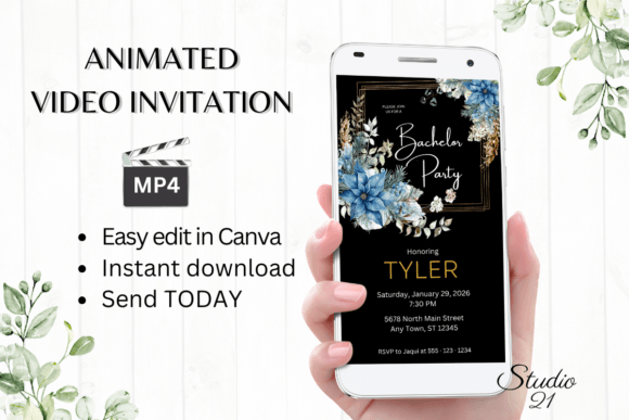 Christmas Bachelor Party Invite W5213: Festive & Fun Digital Evite