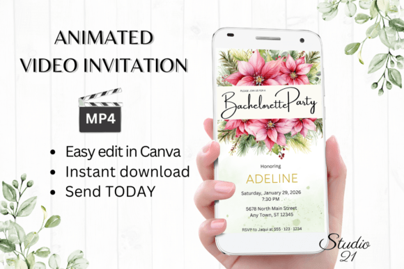 Christmas Bachelorette Party Evite W6196: Festive & Fast