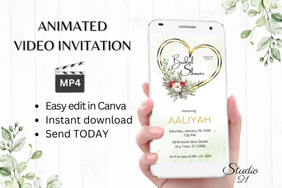 Christmas Bridal Shower Invite W4188: Your Festive Digital Evite