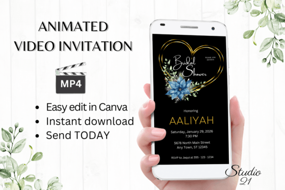 Christmas Bridal Shower Invite W4219: Festive Digital Templates