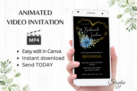 Christmas Bridesmaid Luncheon W4219BL: Crafting Festive Digital Invitations