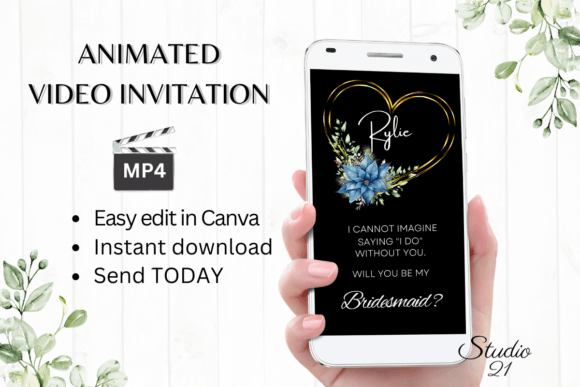 Christmas Bridesmaid Proposal W3219M: Festive Elegance for Your Digital Invitations