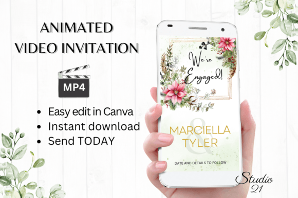 Christmas Engagement Announcement W1192B: A Festive Digital Evite