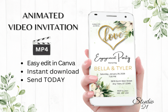 Christmas Engagement Party Invite W1170: A Festive Digital Template