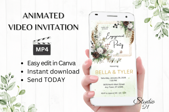 Christmas Engagement Party Invite W1172: A Festive Digital Solution