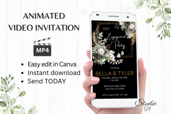 Christmas Engagement Party Invite W1173: Festive Digital Style