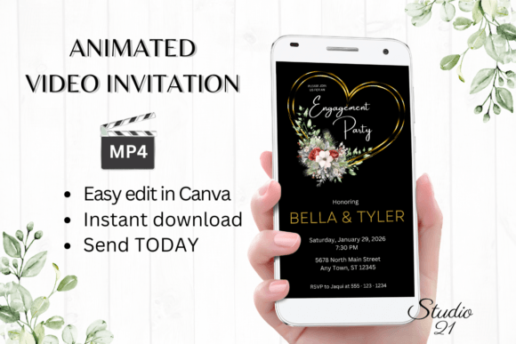 Christmas Engagement Party Invite W1189: Festive & Modern Elegance