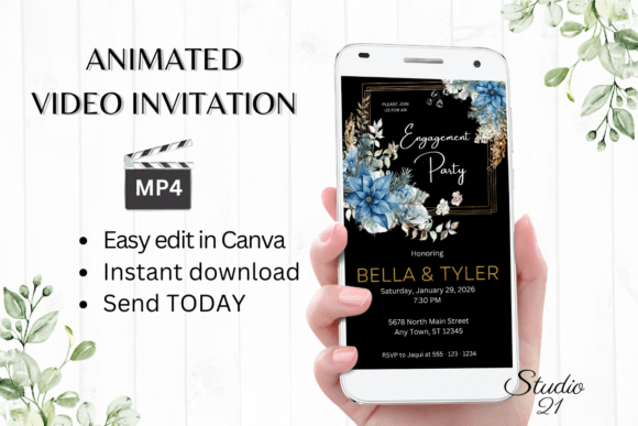 Christmas Engagement Party Invite W1213: Instant Festive Elegance
