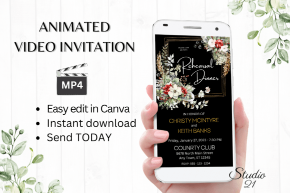 Christmas Rehearsal Dinner Invite W7183: Festive Elegance for Your Celebration