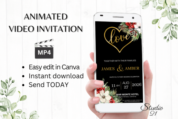Christmas Wedding Invitation W8181: Effortless Holiday Elegance