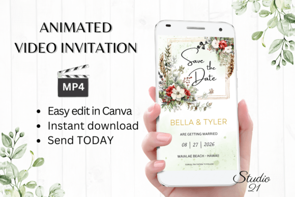 Digital Save the Date Announcement W2182: A Modern Design Asset