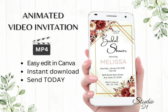 Fall Bridal Shower Invite W4154: A Modern Autumn Aesthetic