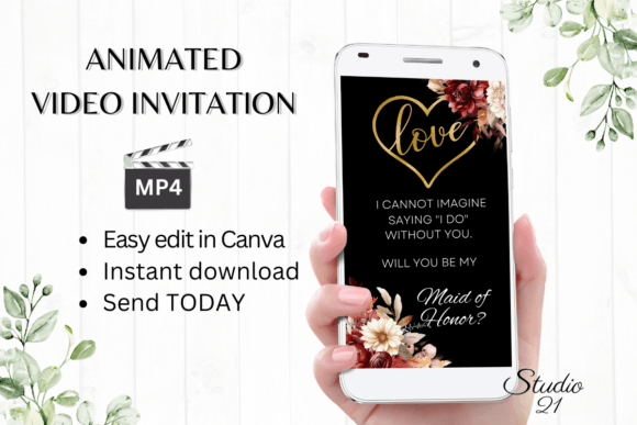 Fall Maid of Honor Proposal W3151MH: A Creative Digital Invite Template