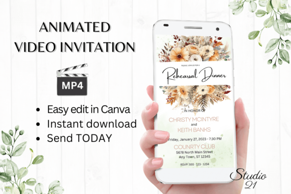 Fall Rehearsal Dinner Invite W7166: A Digital Template for Autumn Celebrations
